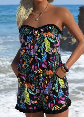 Black swimwear,Ditsy Floral swimwear,ROTITA Black Frill Ditsy Floral Print One Piece Swimwear