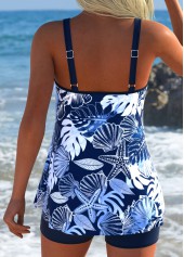 Navy swimwear,Animal Print swimwear,ROTITA Navy Tummy Coverage Marine Life Print Tankini Set