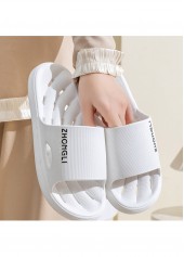 White shoes,Plain Color shoes,White Rubber Falt Round Toe Sliders