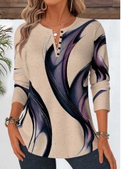 ROTITA Tummy Coverage Geometric Print Multi Color T Shirt