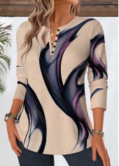 Multi Color tops,Geometric tops,ROTITA Tummy Coverage Geometric Print Multi Color T Shirt