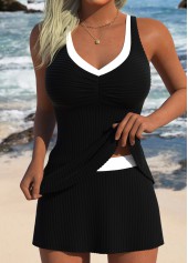 schwarzes Tankini-Set von Rotita mit mittelhohem Bund und V-Ausschnitt