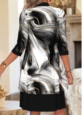 Black dresses,Dazzle Colorful dresses,Everyday dresses,Casual dresses,ROTITA Black Dazzle Colorful Print Two-piece Dress and Cardigan