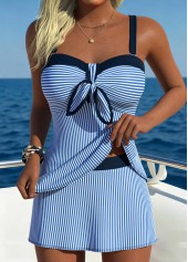ROTITA Blue Striped Mid Waisted Tankini Set