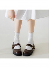 Multi Color accessories,Plain Color accessories,Soft Ruffle Edge Multi Tone Cotton Crew Socks