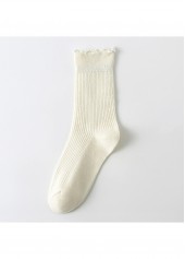 Multi Color accessories,Plain Color accessories,Soft Ruffle Edge Multi Tone Cotton Crew Socks