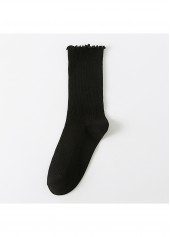 Multi Color accessories,Plain Color accessories,Soft Ruffle Edge Multi Tone Cotton Crew Socks