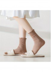 Multi Color accessories,Plain Color accessories,Soft Ruffle Edge Multi Tone Cotton Crew Socks