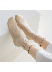 Multi Color accessories,Plain Color accessories,Soft Ruffle Edge Multi Tone Cotton Crew Socks