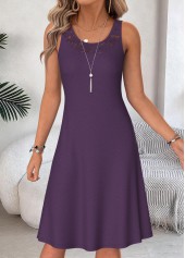 Purple dresses,Plain Color dresses,Everyday dresses,Casual dresses,ROTITA Purple Two-piece Round Neck Half Sleeve Dress and Cardigan