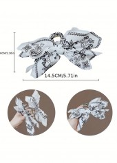 White accessories,White Paisley Print Bow Hair Barrette Clip