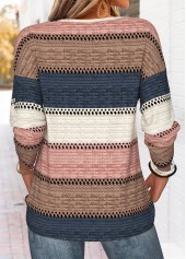 Multi Color tops,Striped tops,Geometric tops,ROTITA Beaded Striped Multi Color Round Neck T Shirt