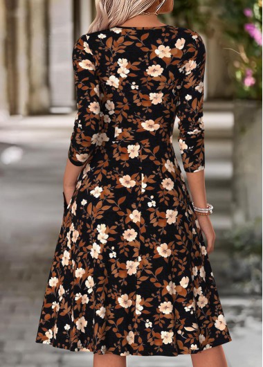 Multi Color dresses,Floral dresses,Plants dresses,Everyday dresses,Casual dresses,ROTITA Multi Color Floral Print Surplice V Neck Dress
