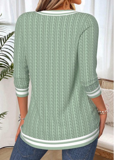 Sage Green tops,Plain Color tops,ROTITA Tummy Coverage Sage Green V Neck Long Sleeve T Shirt
