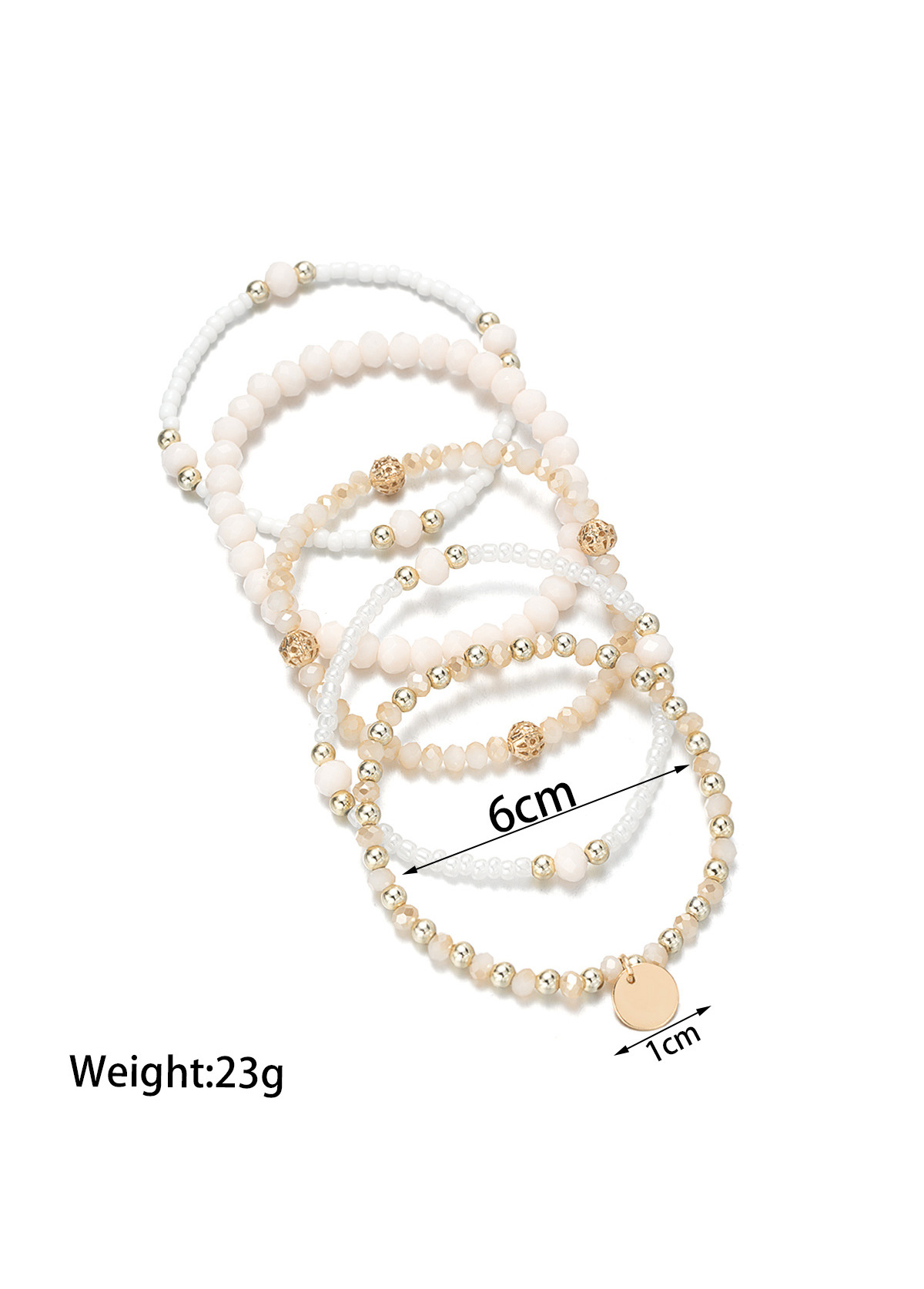 Beige jewelry,Round Beige Seed Beads Bracelets Set