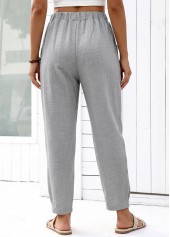 Grey bottoms,Plain Color bottoms,Grey Straight Leg Elastic Waist High Waisted Pants