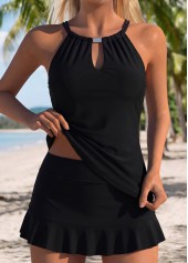 Schwarzer zweiteiliger Tankini von Rotita mit mittelhohem Bund
