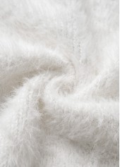 White tops,Plain Color tops,Tummy Coverage White V Neck Long Sleeve Sweater