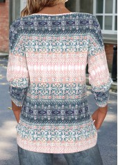 Light Pink tops,Plants tops,Floral tops,ROTITA Tummy Coverage Random Floral Print Light Pink T Shirt