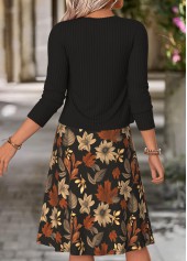 Multi Color dresses,Floral dresses,Plants dresses,Everyday dresses,Casual dresses,ROTITA Multi Color Floral Print Two-piece Dress and Cardigan