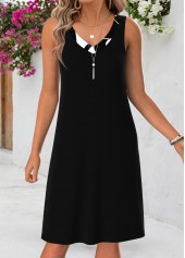 Black dresses,Geometric dresses,Everyday dresses,Casual dresses,ROTITA Black Geometric Print Tummy Coverage Dress and Cardigan
