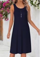 Navy dresses,Geometric dresses,Everyday dresses,Casual dresses,ROTITA Navy Geometric Print Tummy Coverage Dress and Cardigan