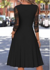 Black dresses,Plain Color dresses,Everyday dresses,Casual dresses,ROTITA Black Tummy Coverage V Neck Long Sleeve Dress