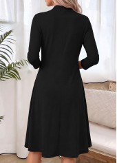 Black dresses,Plain Color dresses,Everyday dresses,Casual dresses,ROTITA Black Two-piece Round Neck Long Sleeve Dress and Cardigan
