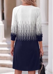 Blue dresses,Ombre dresses,Everyday dresses,Casual dresses,ROTITA Blue Ombre Tummy Coverage Short Round Neck Dress