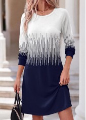 ROTITA Blue Ombre Tummy Coverage Short Round Neck Dress