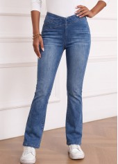 ROTITA Soft Denim Blue Flare Leg Elastic Waist Jeans