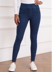 ROTITA Soft Denim Blue Skinny Elastic Waist High Waisted Jeans