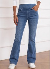 ROTITA Soft Denim Blue Flare Leg Elastic Waist Jeans