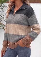 Grey tops,Geometric tops,ROTITA Geometric Print Grey Sweater