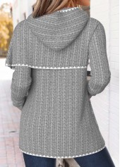 Light Grey Marl tops,Plain Color tops,ROTITA Tummy Coverage Light Grey Marl Long Sleeve Hoodie