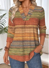 ROTITA Tummy Coverage Geometric Print Multi Color T Shirt