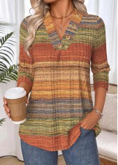 Multi Color tops,Geometric tops,ROTITA Tummy Coverage Geometric Print Multi Color T Shirt