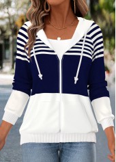Rotita-Mantel mit Kängurutasche gestreift marineblau und passendes Camisole-Top