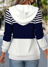 Navy tops,Striped tops,Geometric tops,ROTITA Kangaroo Pocket Striped Navy Coat and Camisole Top