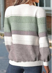 Mint Green tops,Striped tops,Geometric tops,ROTITA Tummy Coverage Striped Mint Green Long Sleeve Sweatshirt