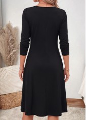 Black dresses,Floral dresses,Plants dresses,Everyday dresses,Casual dresses,ROTITA Black Floral Print Fake 2in1 Boat Neck Dress