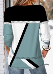 Multi Color tops,Geometric tops,ROTITA Beaded Geometric Print Multi Color Round Neck T Shirt