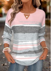 ROTITA Tummy Coverage Geometric Print Multi Color T Shirt