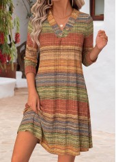 ROTITA Multi Color Tummy Coverage Short V Neck Dress