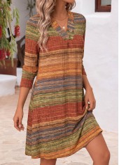 Multi Color dresses,Striped dresses,Geometric dresses,Everyday dresses,Casual dresses,ROTITA Multi Color Tummy Coverage Short V Neck Dress