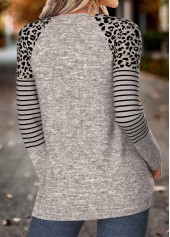 Gray Brown tops,Halloween tops,ROTITA Halloween Curved Hem Gray Brown Split Neck T Shirt