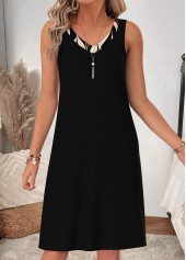 Black dresses,Plants dresses,Everyday dresses,Casual dresses,ROTITA Black Leaf Print Two-piece V Neck Dress and Cardigan