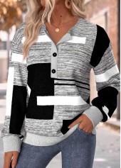 ROTITA Tummy Coverage Geometric Print Dark Grey Marl Sweatshirt