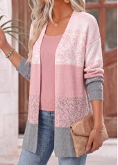 Pink tops,Ombre tops,ROTITA Ombre Pink Long Sleeve Open Front Coat