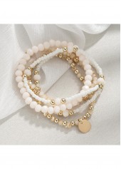 Beige jewelry,Round Beige Seed Beads Bracelets Set